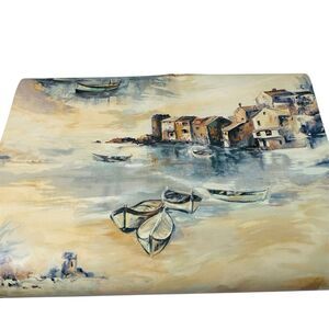 Vintage Wallquest Coastal Fishing Village Wallpaper Bolt Double Roll Prepasted
